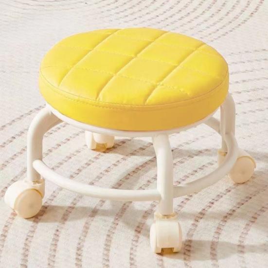 Yousheng Low Rolling Stool with 360 Degrees Swivel Wheels Faux Leather Cushion Roller Seat Heavy Duty Rotating Mini Chair Seating Stool