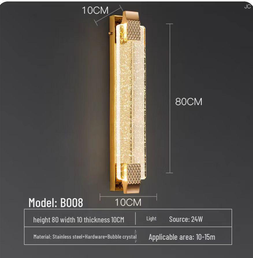 Nordic Style Luxury Crystal Glass Bedside Wall Lamp for Bedroom & Entrance