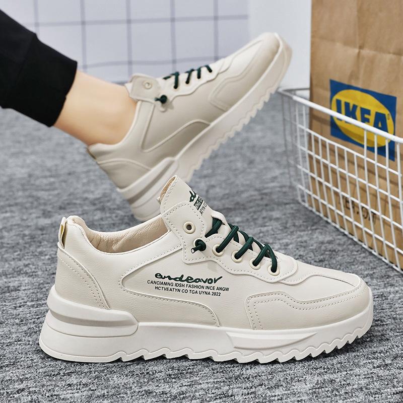 Spring Men's Shoes New Breathable Waterproof Shoes Men's Trendy All-match Thick-soled White Shoes Sports Casual Trendy Shoe