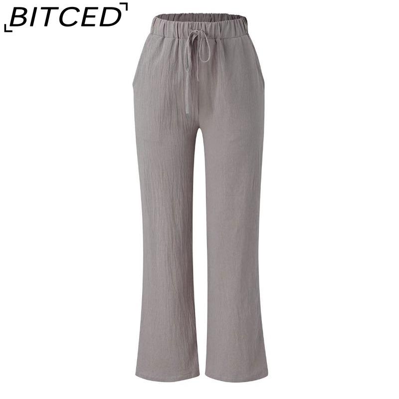 BITCED Women's Fashion Casual Solid Color Print Pants & Capris