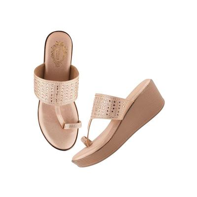 Shoetopia Classic Heeled Rose-Gold Kolhapuri For Women & Girls /Eu40