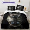 Black Siamese Cat Pattern Bedding Home Decoration Birthday Gift (1 * duvet cover + 2 * pillowcase, without core)