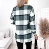 Women's Brushed Plaid Shirts Long Sleeve Flannel Lapel Button Down Pocketed Shacket Jacket Coats