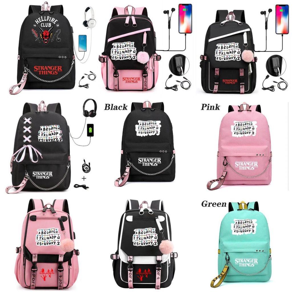 Mochila Grande de Temporada Stranger Things Recargable por USB para Niños