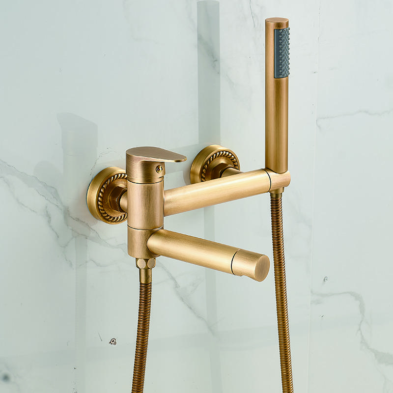 Badewannenarmaturen Modernes schwarzes Badewannen-Duschset Einzigartiges Design einer rotierenden Düsenmischbatterie zur Wandmontage für das Badezimmer