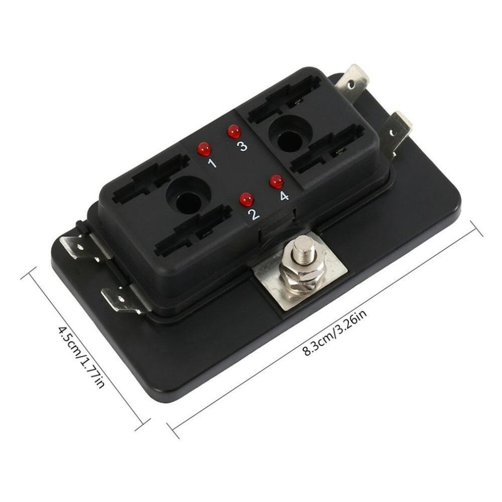 4 Ways Blade Fuse Block Plastic Cover 12V 32V Fuses Box Holder With LED Indicator Light For Auto Car Marine Fuses4