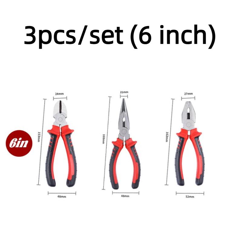 1/3PCS 6/8-inch Wire Pliers Sharp Large Opening Diagonal Pliers for Cutting Twisting Clamping Metal Wires Home Industrial Tool