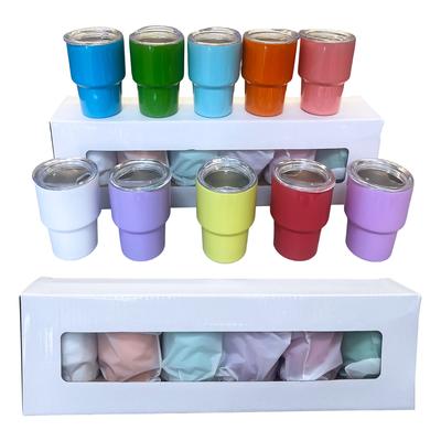 6 Stück/Set 3 oz Mini Sublimationsrohlinge Edelstahlbecher 6 Farben Likörweinbecher Kindersaftmilchbecher Becher mit Strohhalm