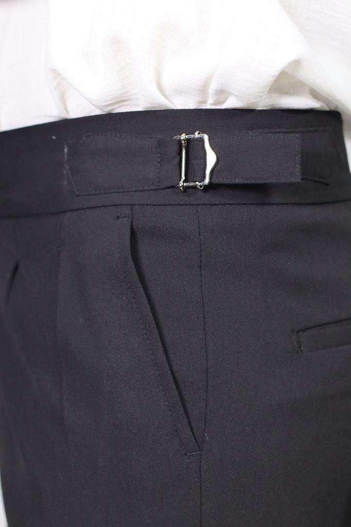 Calças largas masculinas italianas com pregas duplas