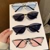 Trendy Small Frame Cat Eye Sunglasses Y2K Street Style Sunglasses Outdoor Men Women Fashion Outdoor Glasses Full Frame Silver Frame Light Blue Goggle