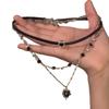 Fashion Light Luxury Multi Layered Necklace Exquisite Jewelry Collarbone Chain Black Leather Rope Chain Gift