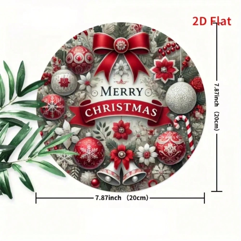 

Metal Christmas Wall Decor Sign 7.8x7.8 Inch Red White Candy Wreath TYA23872-20X20CM різнокольоровий