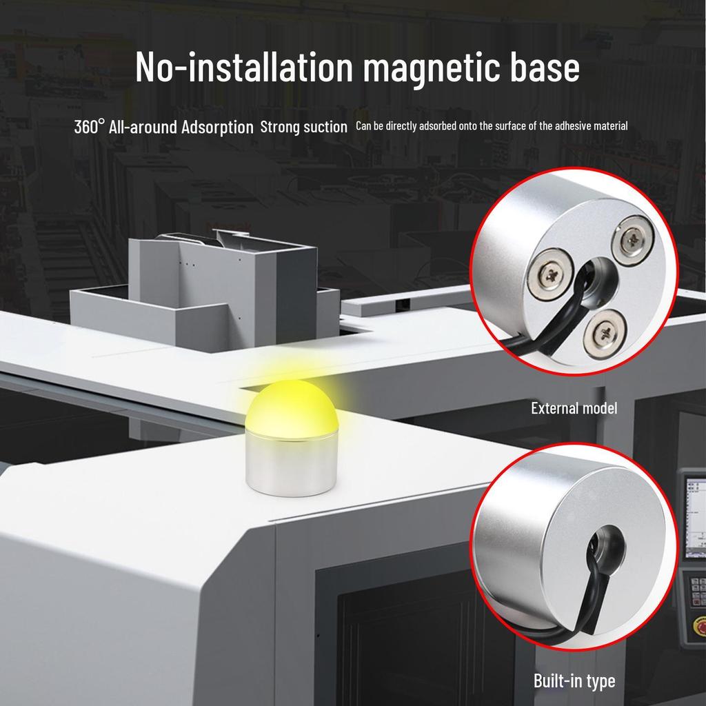 Waterproof LED Magnetic Hemisphere Signal Light: 3-Color, 12V/24V Indicator for Machines