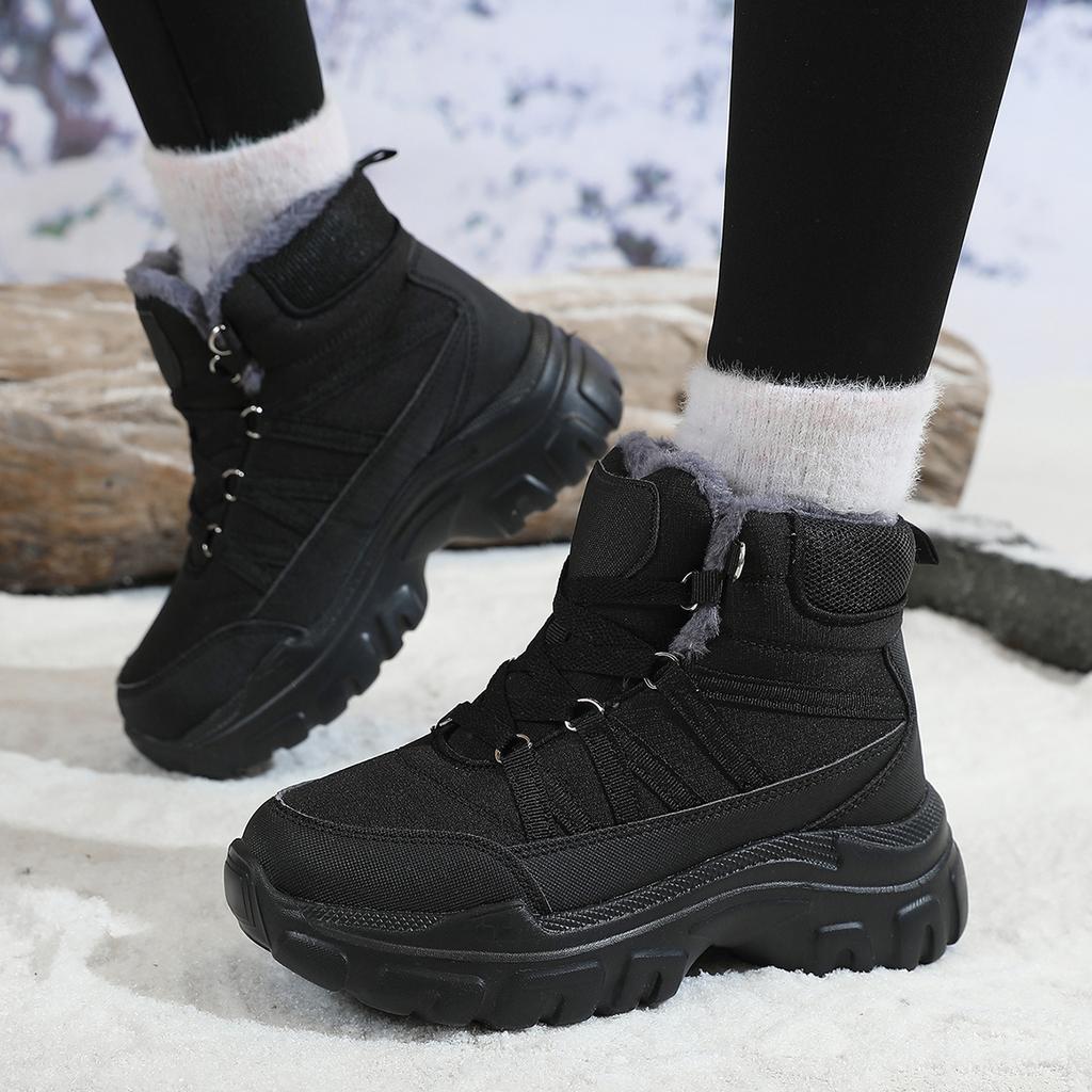 Women Warm Cotton Shoes Thick Outdoor Snow Boots High Cut Winter Cold Proof Simple Comfortable Wear-Resistant Anti Slip Boots