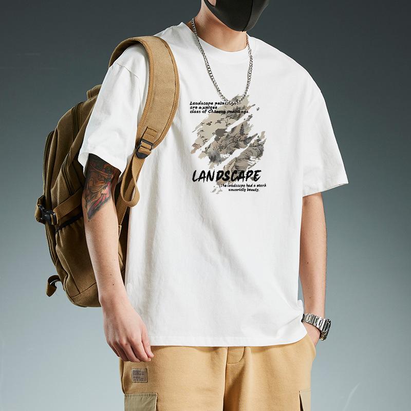 

Short Sleeved T-shirt Men s Summer Trendy Brand Ins Hong Kong Style Printed Round Neck Shirt Loose Trendy Breathable T-shirt S