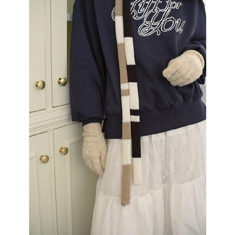 Women Skinny Scarf Thin Choker Knit Belt Long Tie Scarf Bag Handle Wrap