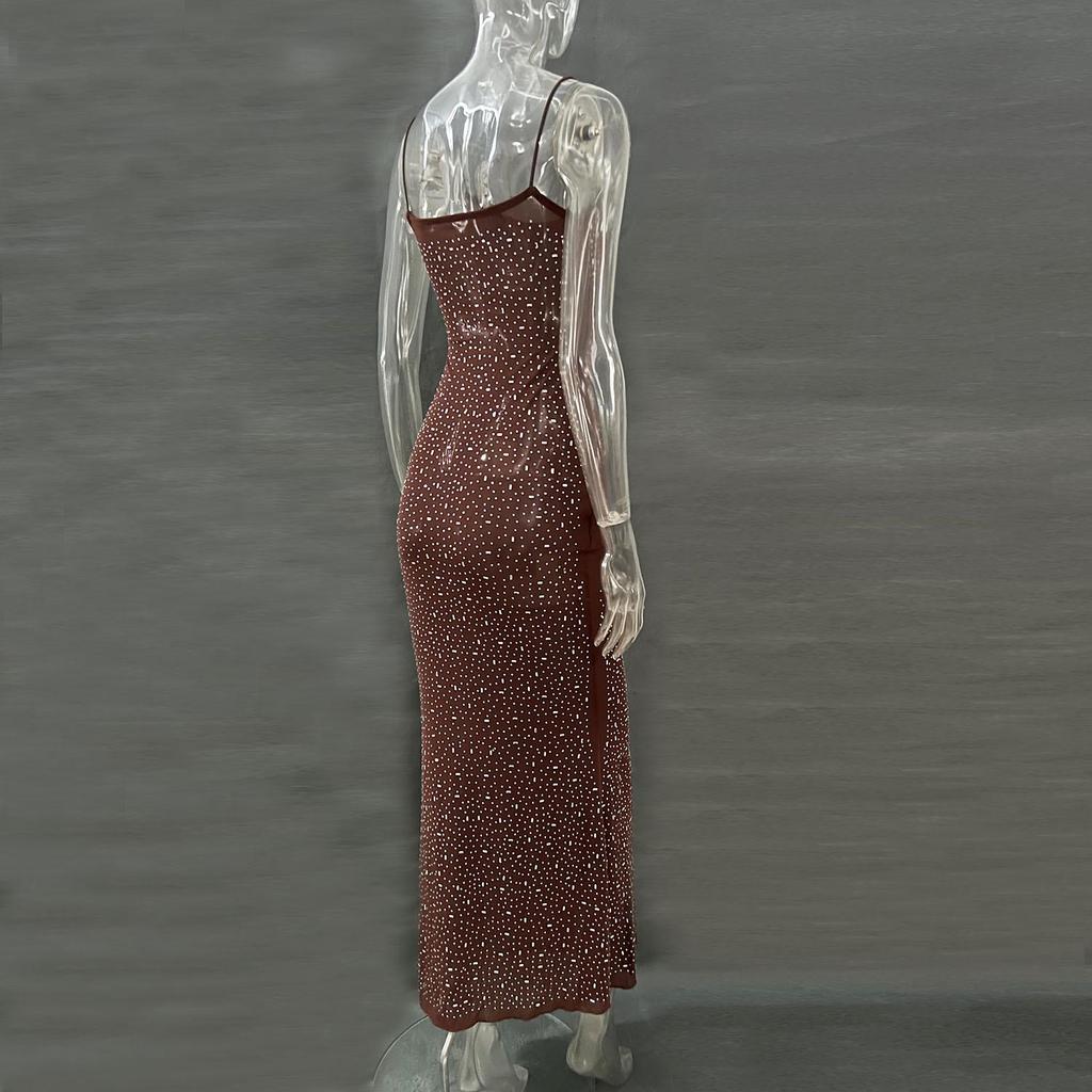 2025 Rochie de seară sirenă cu bretele spaghete cu strasuri