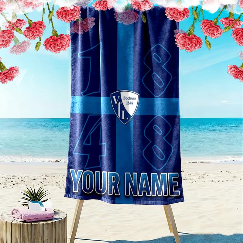 Custom Name V Print Beach Towel, Large Soft Quick Dry Towel for Beach Camping Swimming