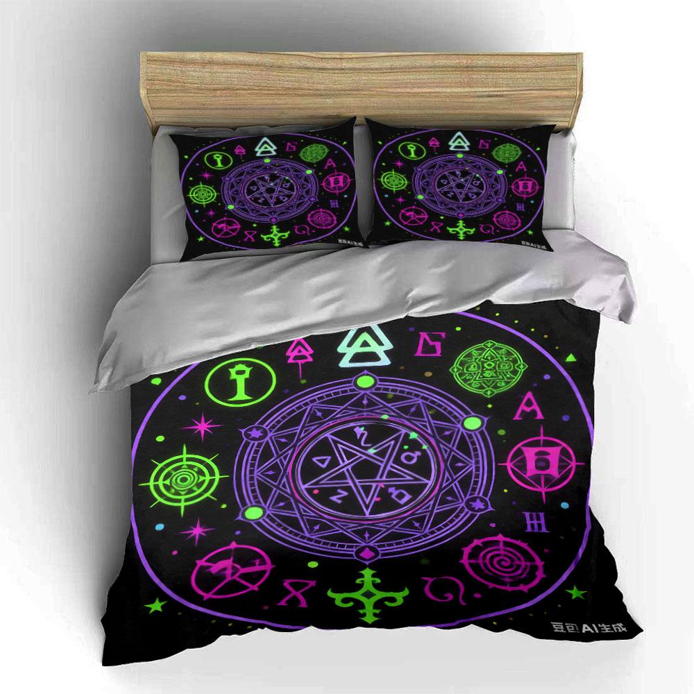 Mystic Symbol Set Decoration Multiple Sizes Kid'S And Adults' Bedroom Exquisite 3Pc Bedding Set, Gift