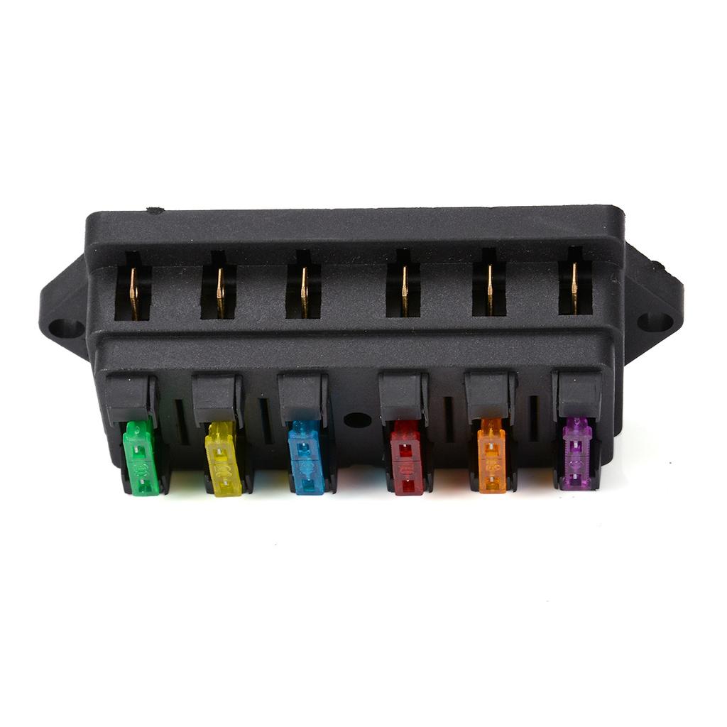 New 12V/24V DC 6 Way Circuit Standard ATO Blade Fuse Box Block Holder with 6 Fuses for Car Boat