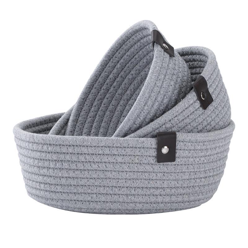 Nordic Cotton Rope Woven Storage Basket - Desktop Organizer for Sundries & Cosmetics