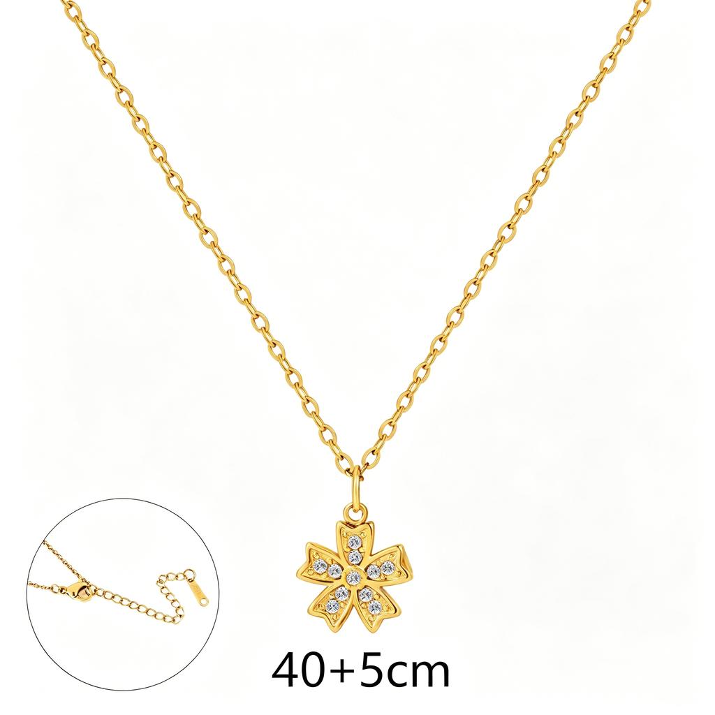 HOVANCI 18K Gold Plated Waterproof Hypoallergenic Dainty Stainless Steel Multi-Style Turtle Heart Flower Pendant Necklace