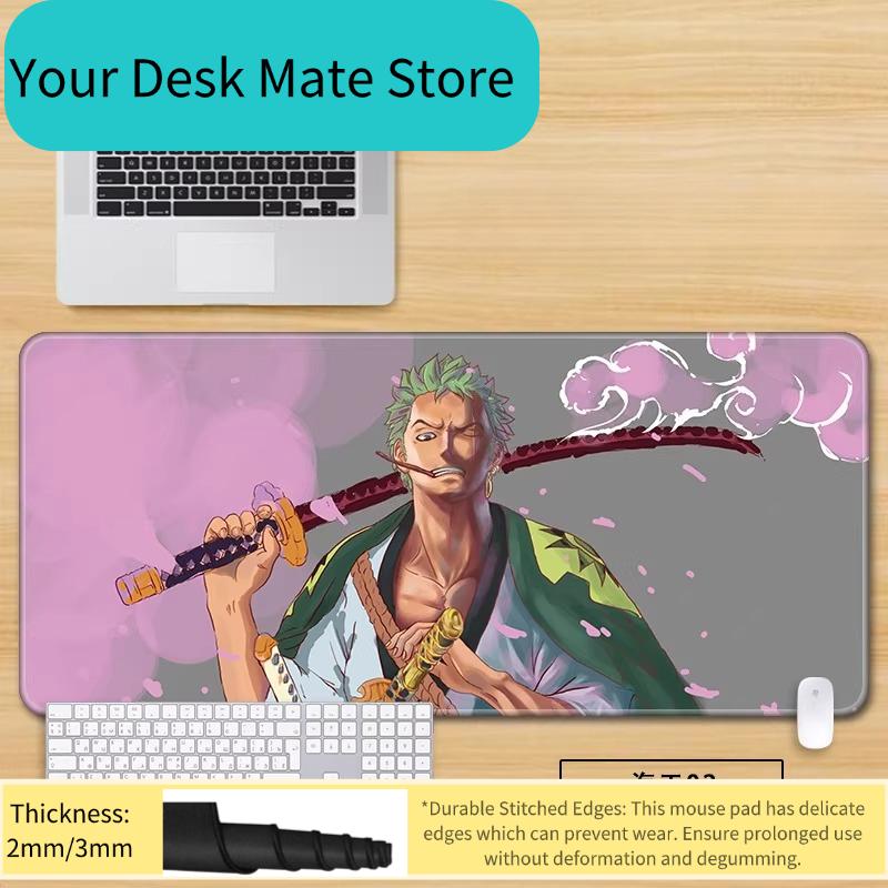 High Definition Printed New Boys Office ONE PIECE Leather Mouse Pad Anime Game Roronoa Zoro Computer Keyboard Desktop Table Mat