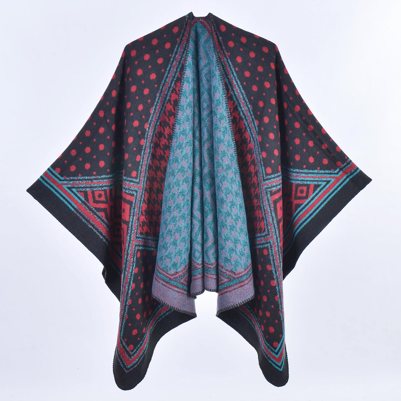 

Women s Ethnic Style Slit Shawl - Thickened Cape Scarf for Autumn/Winter 130x150 CM
