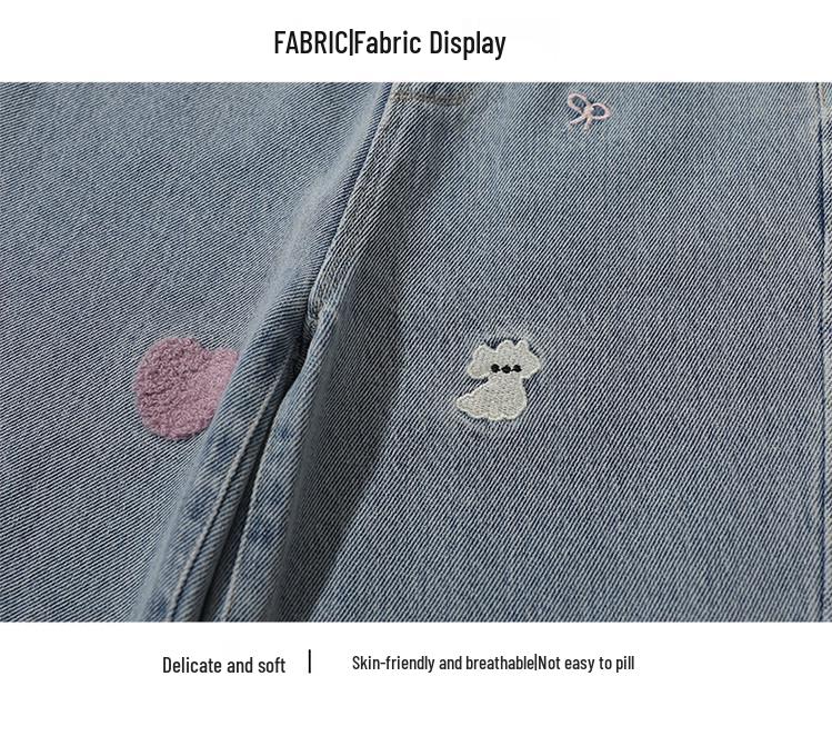 2025 New Spring Embroidered Toddler Girls' Loose Jeans