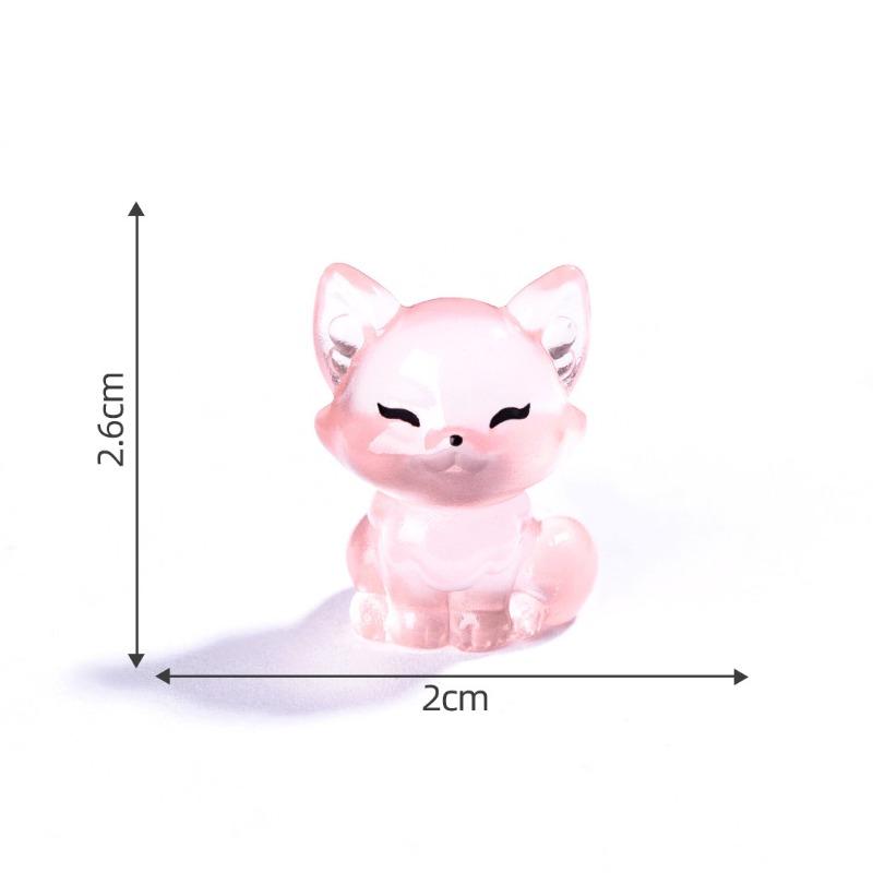 

Светящаяся фигурка лисички, декоративные аксессуары-сюрпризы, миниатюрные настольные украшения для автомобиля, микро-ландшафт, маленькие украшения розовый