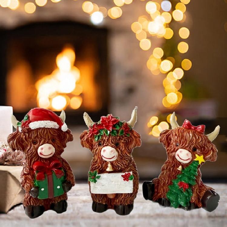 Highlands Cow Figurines Garden Decors Craft Ornament Housewarmings Gift,Resin Animal Statues Farmhouse Shelf Decors