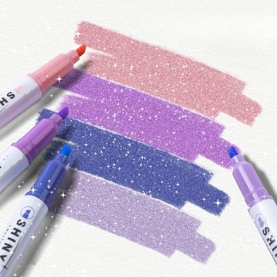 4pcs/set Aesthetic Star Glitter Highlighters Shiny Scrapbook Doodle Pens Notebook Highlight Markers Pen Kawaii Kids Stationery