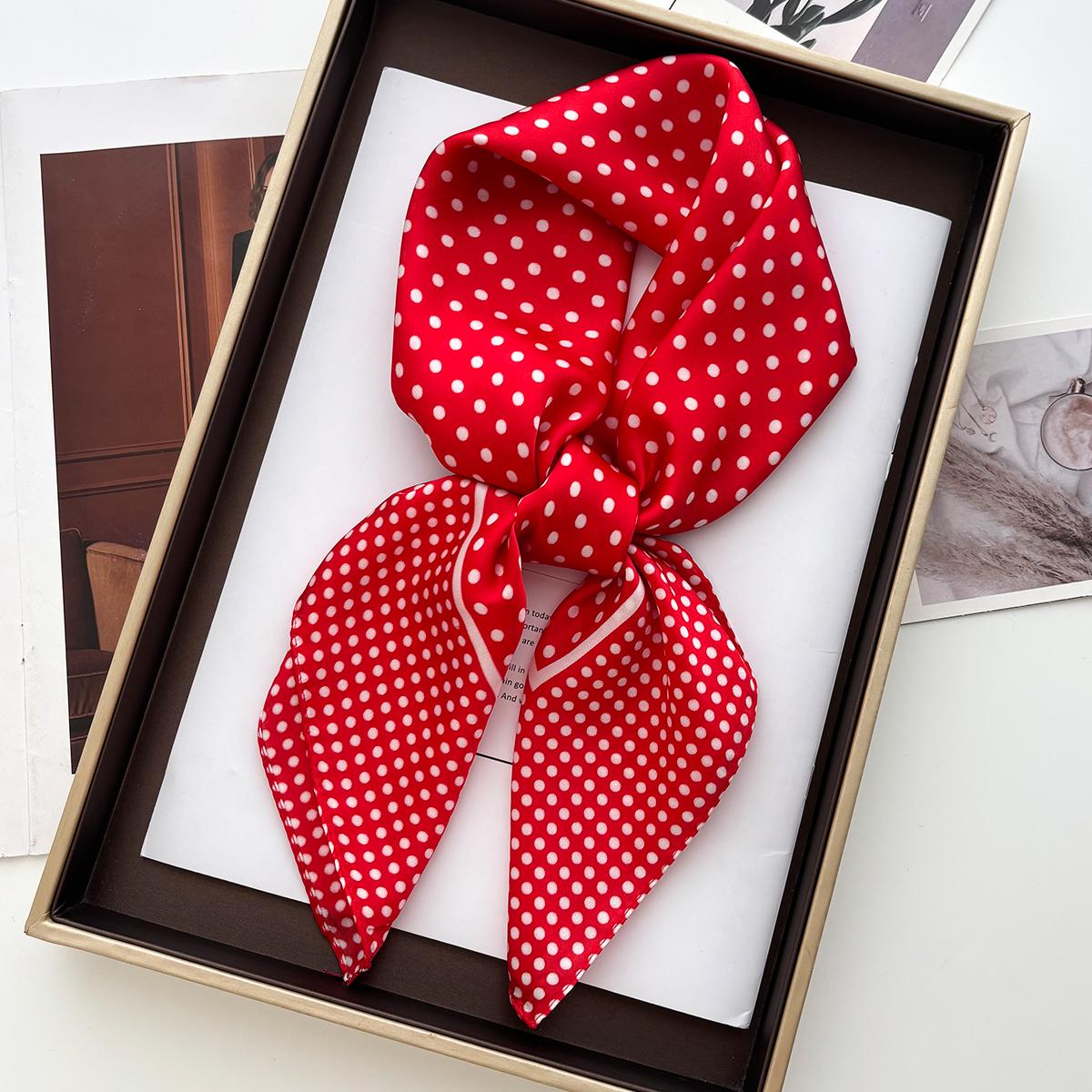 

Women Square Scarf Silk Imitation Dot Print Neckerchief Bandana Lady Shawl Scarves Wrap Head Hair Band Ties