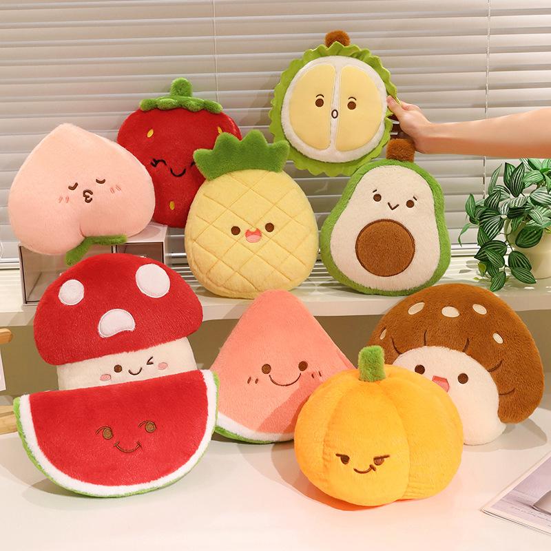 Happy Fruits Party Series Plush Toys Stuffed Cartoon Peach Watermelon Pineapple Durian Pumpkin Avocado Doll Kawaii Room Decor