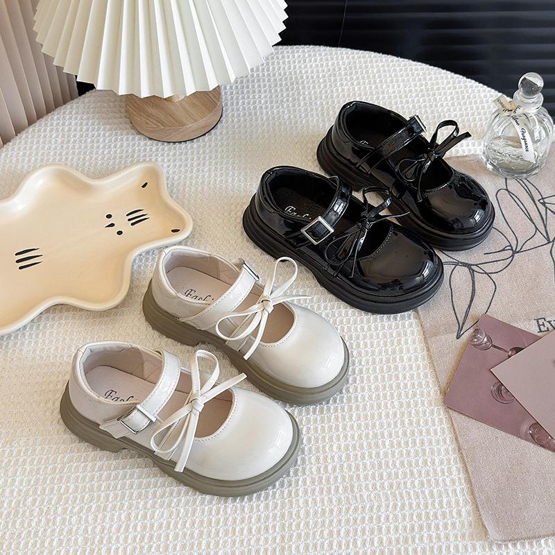 Girls Small Leather Shoes 2025 Spring and Autumn Soft-soled Single Shoes Little Girl Princess Shoes Bow Sweet Dance Performance Shoes
