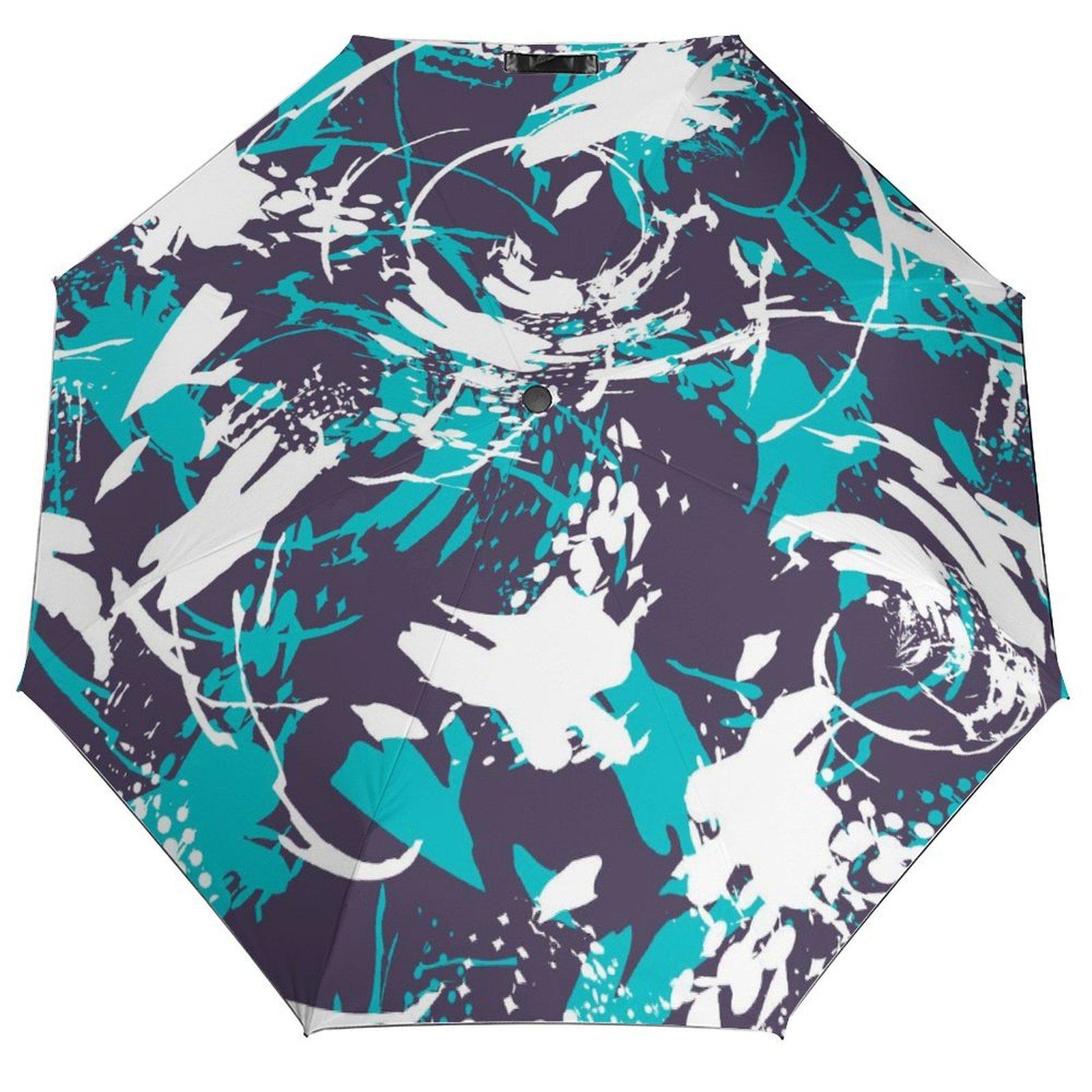 1 шт. Автоматический зонт с прочной водонепроницаемой тканью и ветроустойчивыми спицами для комфорта в путешествиях в стиле граффити