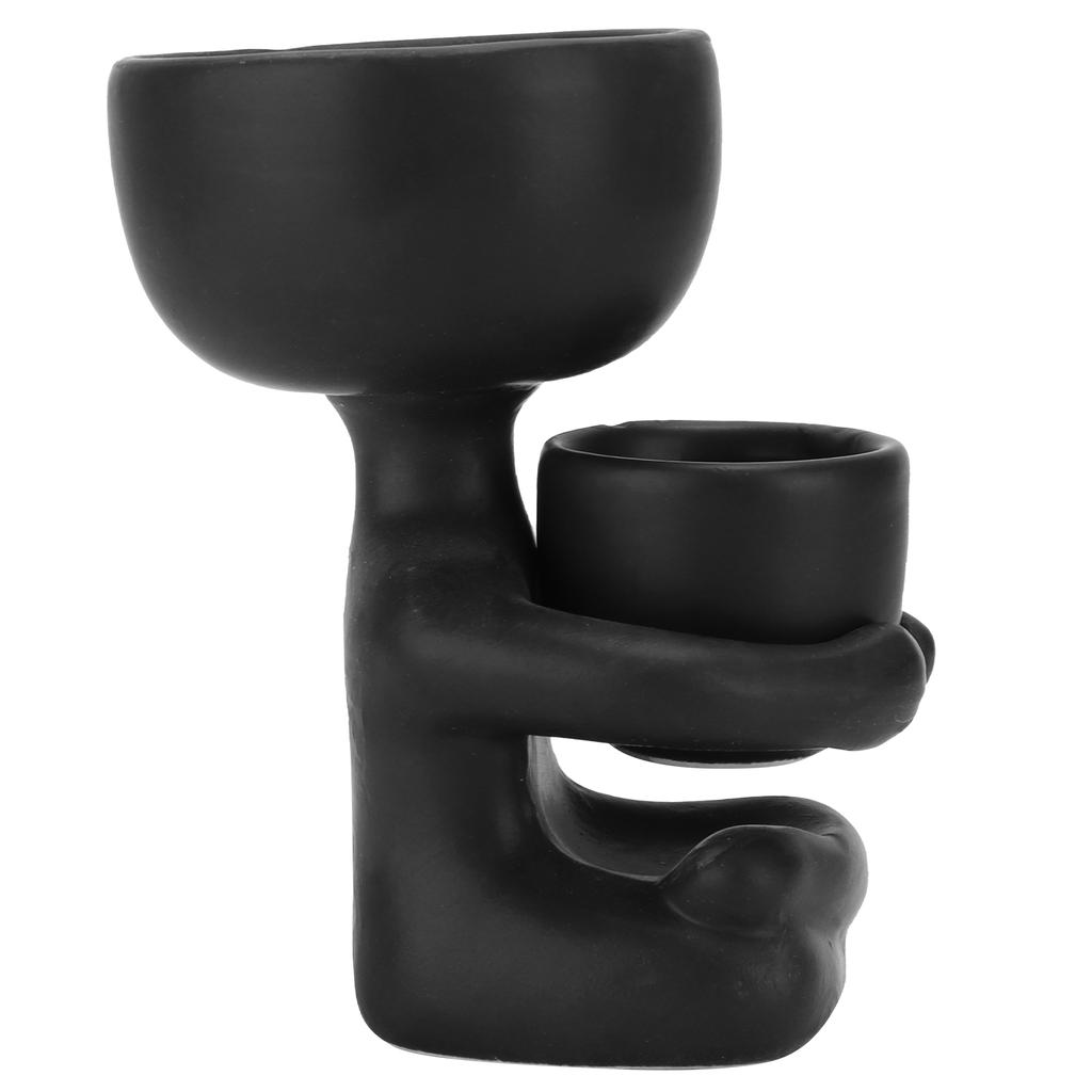 Plant Holder DIY Mini Cute Humanoid Black Ceramic Flower Pot for Flowers Succulents Household