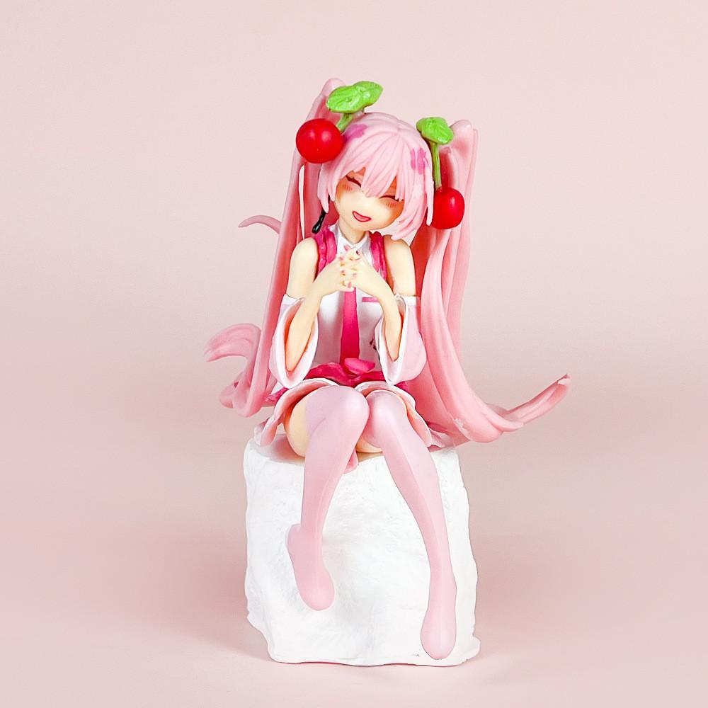 Sitting Posture Hatsune Miku Pvc Action Figure With Assembly Capability And Sakura Theme For Room Decoration And Gifts