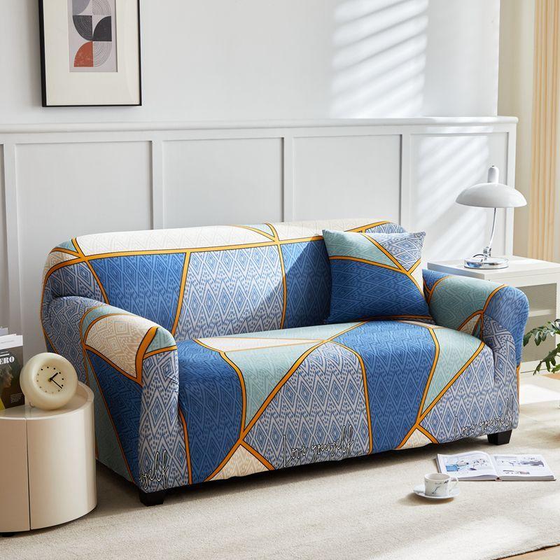 1pc Geometric Printed Stretch Sofa Covers With Elastic Band Furniture Protector For Bedroom Office Living Room Home Decor