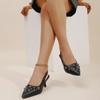 Fashion Fashion Rivet Decor High Heel Pumps Women Spring Summer Pointed Toe Stiletto Heel Sandals Woman Back Strap Black Slingback Pumps