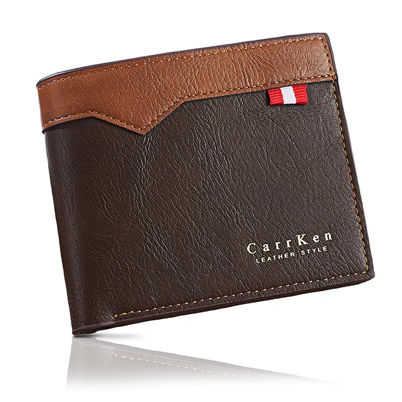 

[CROWNCAT] wallet bi-fold men s Wallet [stylish switching leather & one-point logo & thin, easy to carry & convenient card storage] dark brown