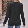 Women's Solid Round Neck Brushed Split Fashion Button T-shirt Top
