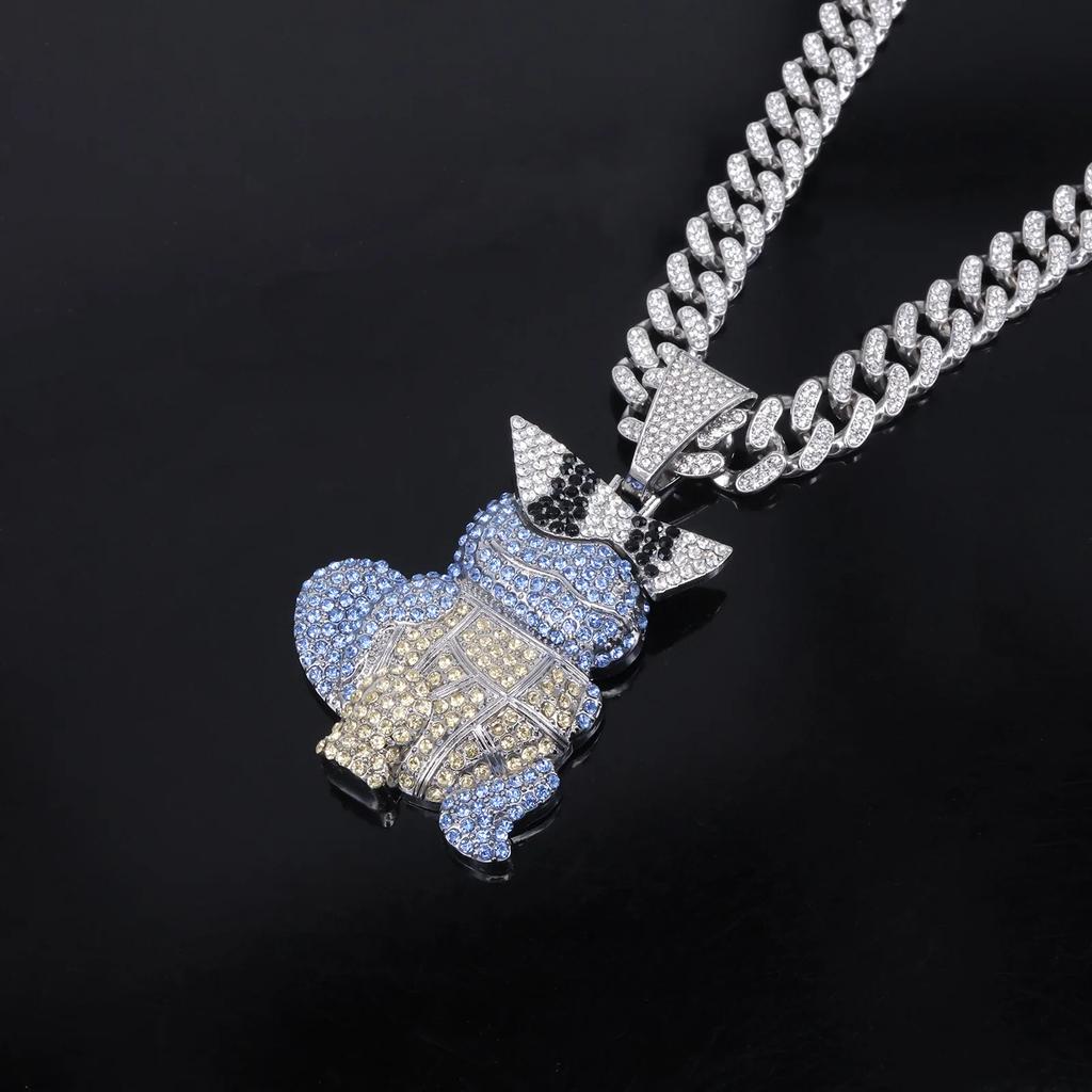 Collana Ciondolo Squirtle Diamante Anime Catena Cubana Moda Uomo e Donna, Regalo di Festa per Bambini