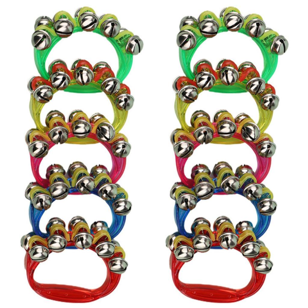 Shantia Bell Instrument Music Bell Ring Bell Hand Bell Karaoke Party Percussion Instrument Bell 5 Colors Set of 10