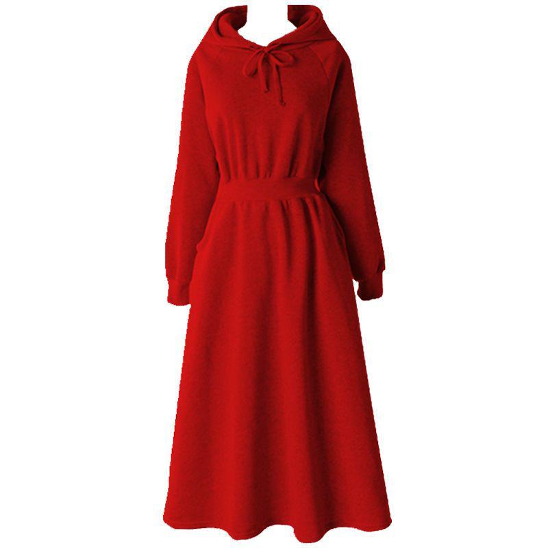 

Autumn & Winter Plus Velvet Hoodie Dress: Ankle-Length, Waist-Cinched, Plus Size, Slimming Fit for Super Fairy Students S for 85-105 jin