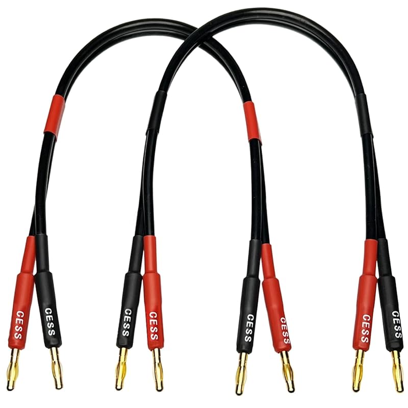 CESS-037-2f Банановый Штекер Папа-Папа Акустический Кабель 12 AWG 680 жил Силиконовый Гибкий Провод, 2 Кабеля (2 ФУТА) 2 FEET