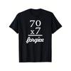 European Sizes Christian Men's Jesus 70x7 Forgive Math Equation T-Shirt - Black with White Print Casual Tee