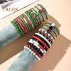 5 Pcs Bohemian Bracelets Polymer Clay Multi-layer Stacking Heart Beads Contrast Color Jewelry for Beach Work Party Vacation