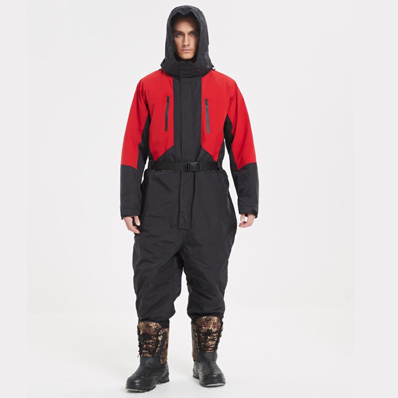 Thickened Waterproof Down Jumpsuit for Winter Fishing and Ice Protection