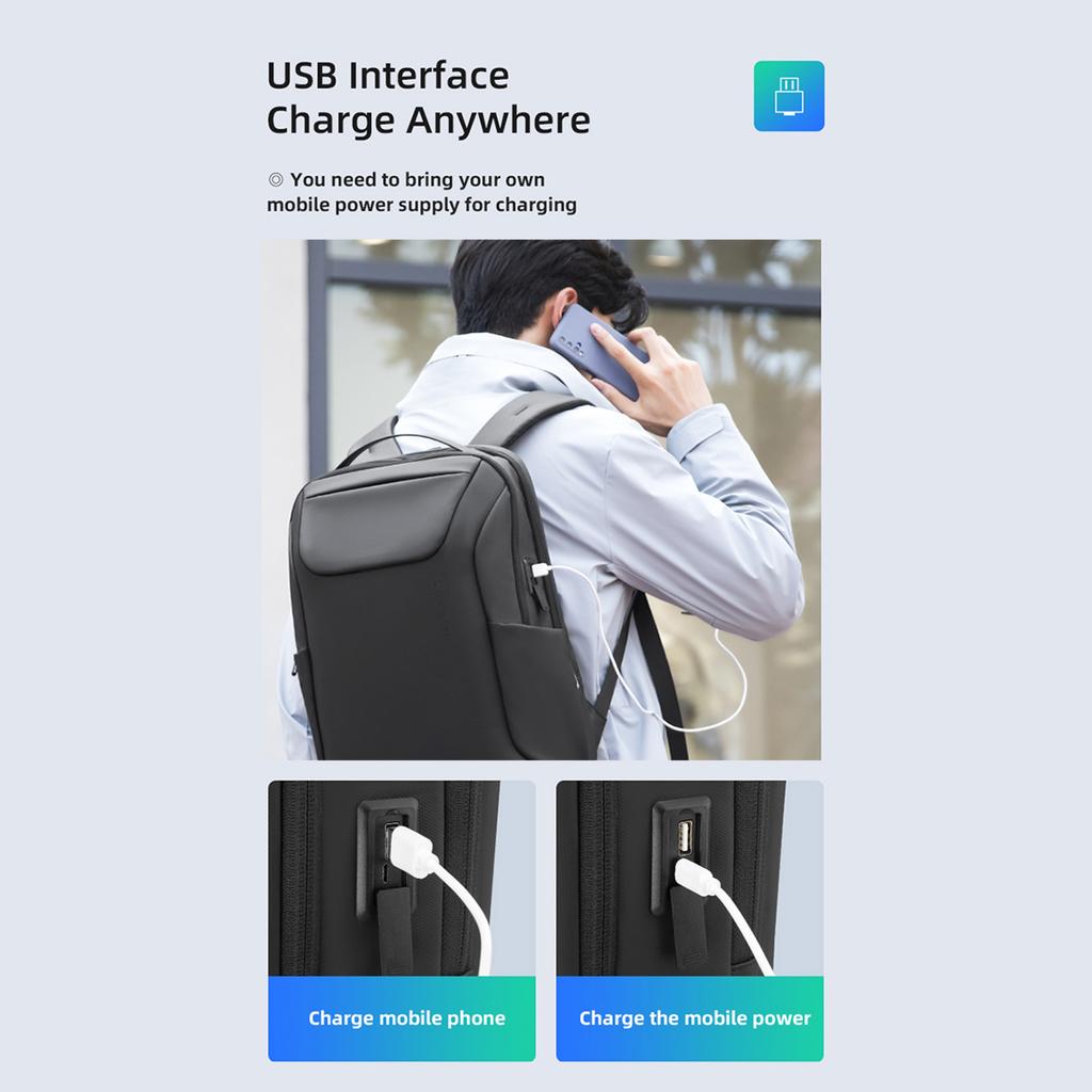 MARK RYDEN Multi-function Backpack Multi-layer Pockets Independent Laptop Interlayer USB Interface
